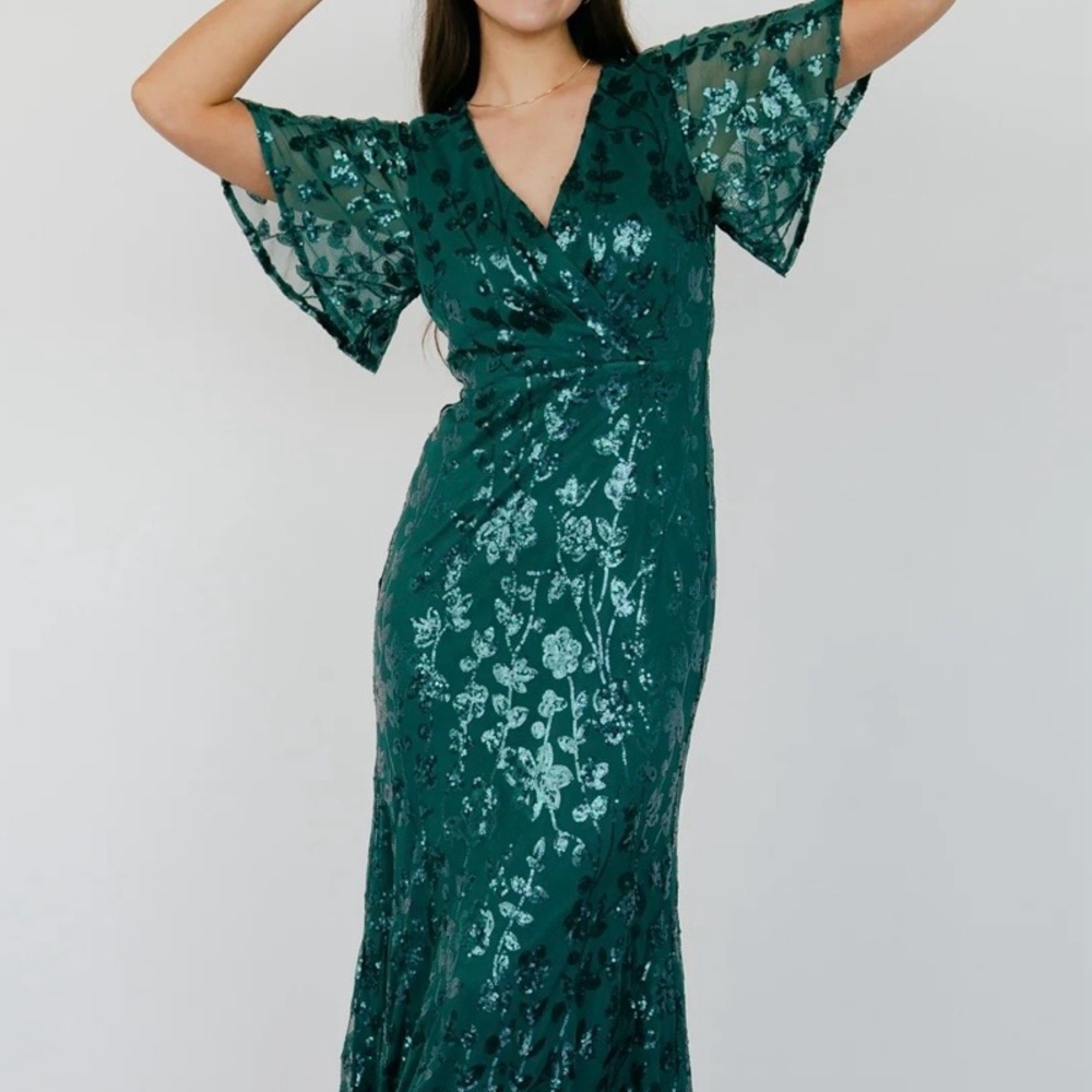 Baltic Born Elegant Teal Sequin Gown